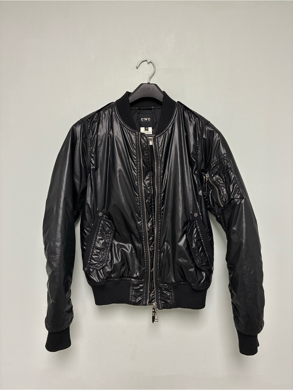 CNC Costume National black nylon bomber jacket small